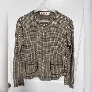 Marni Checkered Print Button Front Cardigan Size 10